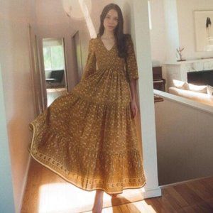 Christy Dawn Basil Dress Goldenrod Floral Print 100% Organic…